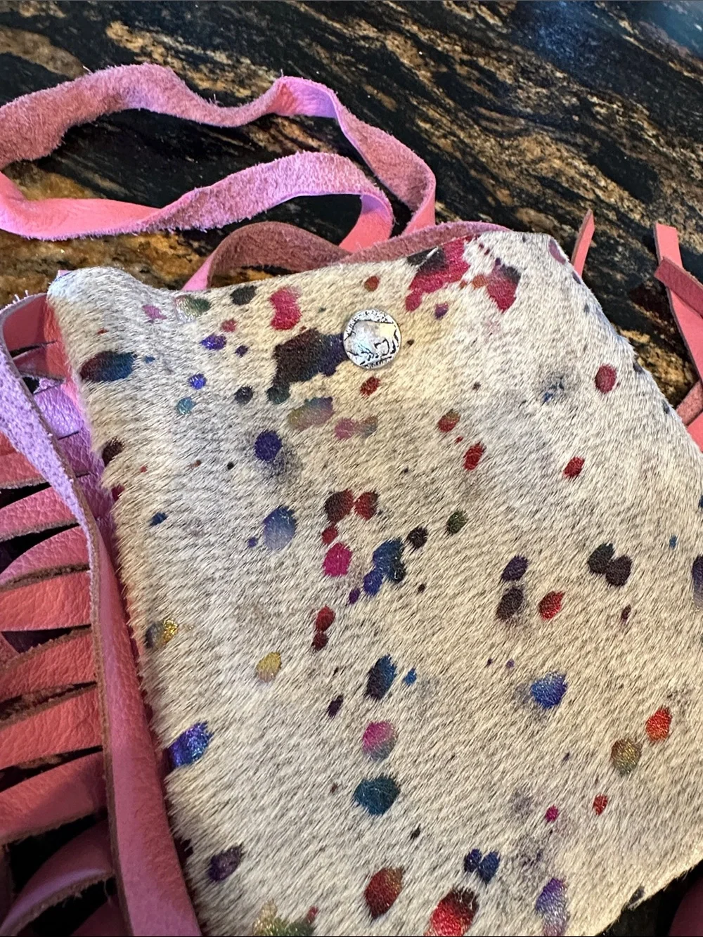 Cowhide girls crossbody